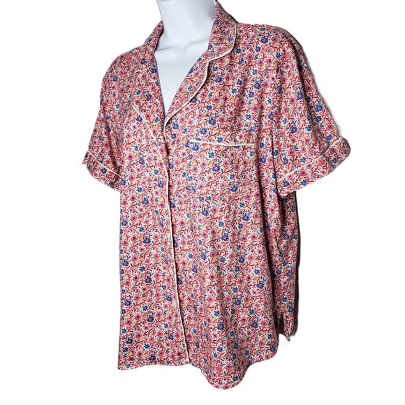 Loft Women's Sz S Classic Floral Pajamas Button Front Top Cropped Pant (1240) - Picture 3 of 11